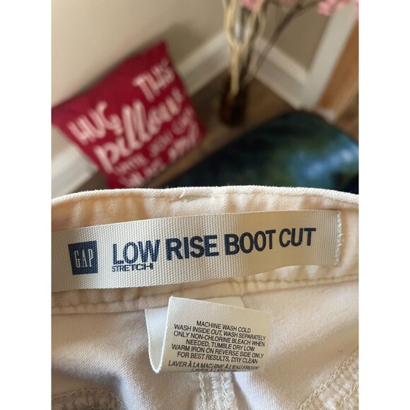 Gap Women's Pants 2R Beige Velvet Low Rise Boot Cut Velour Chino Stretch - Picture 7 of 10